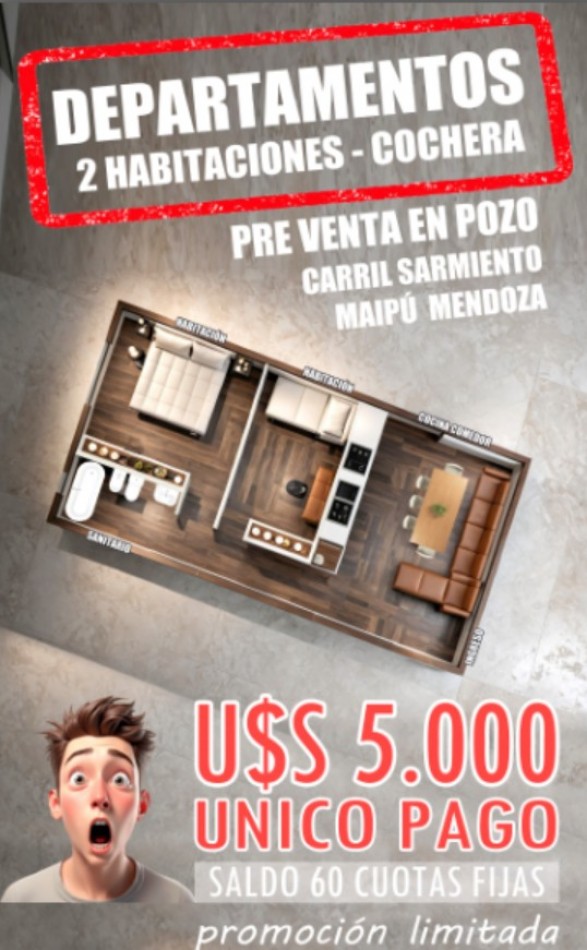 Departamentos - Venta en pozo con minima entrega.